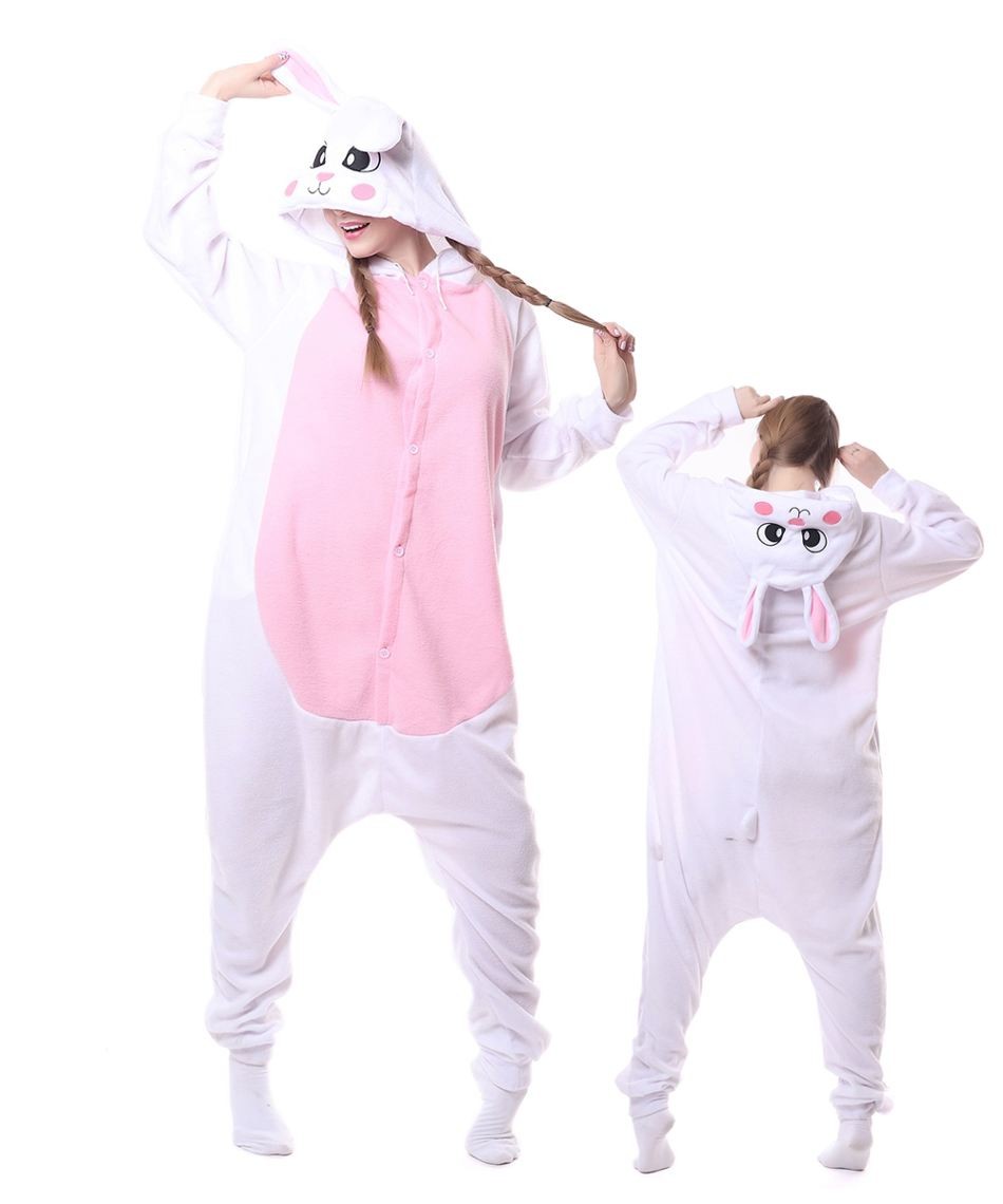 White Rabit Bunny Onesie Pajamas Animal Kigurumi Costumes