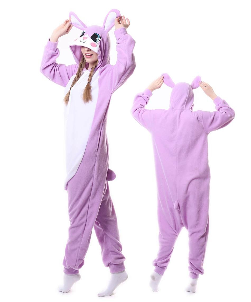 Purple Rabbit Bunny Onesie Pajamas Animal Costumes For Adults