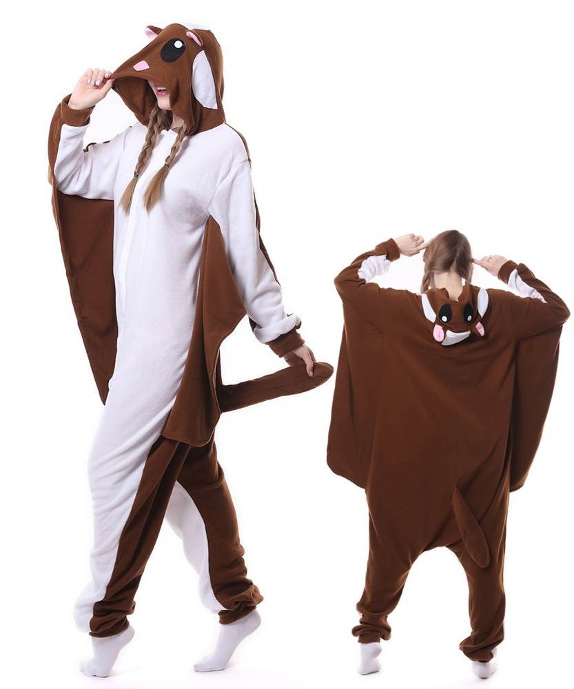 Brown Flying Squirrel Onesie Pajama Adults Animal Costumes