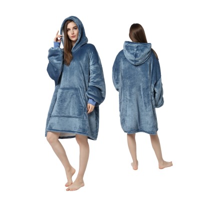Pale Blue Oversized Hoodie Blanket Winter Warm TV Wearable Sweatshirt For Women & Men