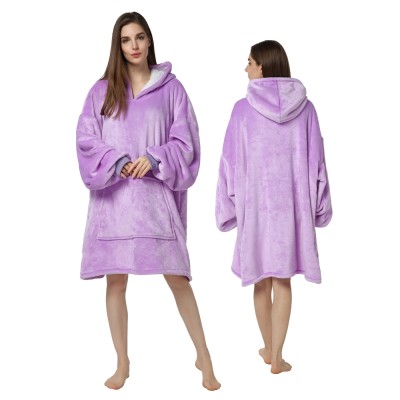 Light Purple  Oversized Blanket Hoodie Winter Warm TV Wearable Sweatshirt For Adult
