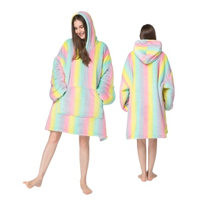 Rainbow Dream Wearable Blanket Hoodie TV Sherpa Blanket Sweatshirt For Women