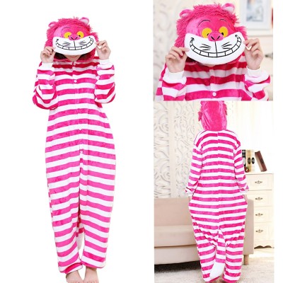 Animal Kigurumi Pink Cheshire Cat Onesie Pajamas For Kids