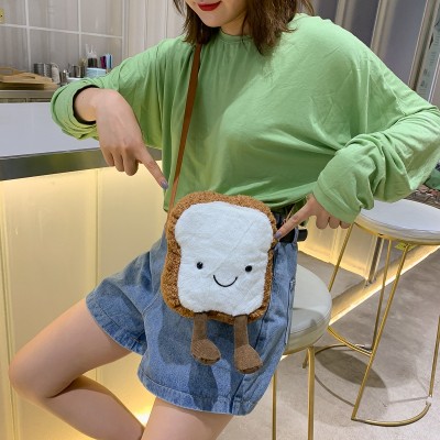 Korean Instagram Toast Bun Funny Plush Cross-Body Bag