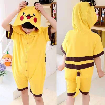 Lovely Pikachu Cartoon Hoodie Kids Summer Onesie Pajamas Kigurumi