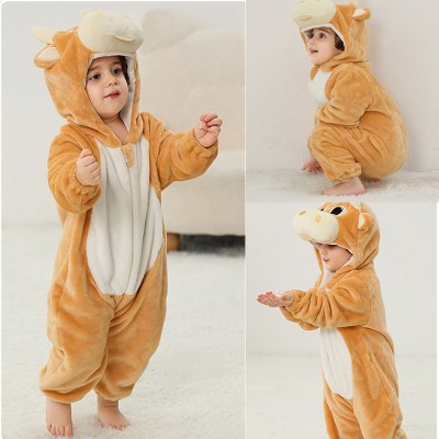 Cute Yellow Cow Newborns Baby Romper Onesie Kigurumi Animal Toddler Outfit