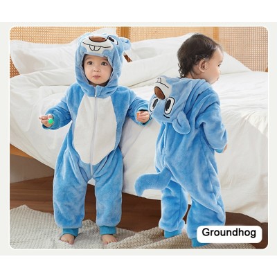 Cartoon Animal Onesie Flannel Cute Groundhog Kigurumi Costume Baby  Toddler Outfit