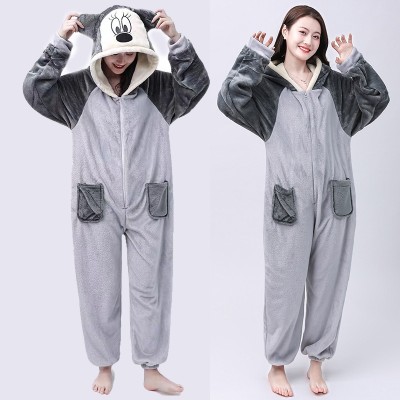 Grey Mickey Mouse Casual Onesies Pajama Costumes For Women & Men