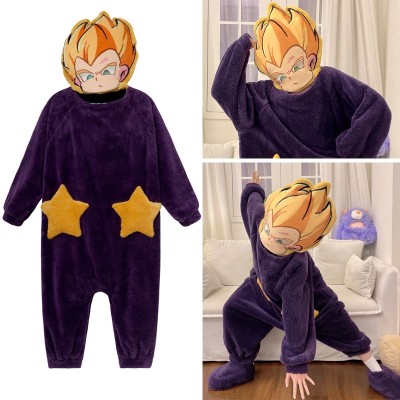  Dragon Ball Son Goku Kigurumi Onesie Thickened Coral Velvet Cartoon Loose Pajamas For Adults