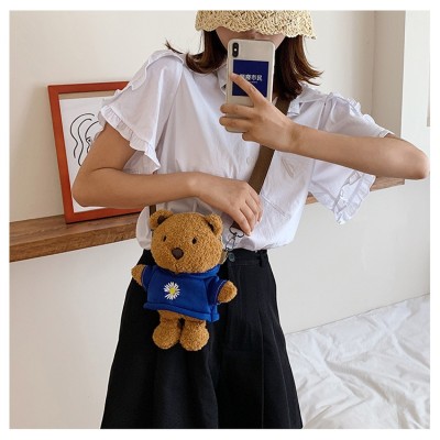 Cute Mini T-shirt Bear Doll Cartoon Plush Cross-Body Bag