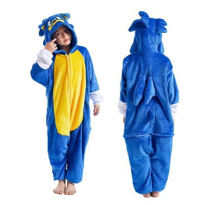 Blue Hedgehog Onesie Pajamas For Kids Halloween Kigurumi Costume 
