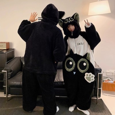 Couples Matching Cartoon Luo Xiaohei Onesie Kigurumi  Plus Thickened Cute Hoodie Pajamas