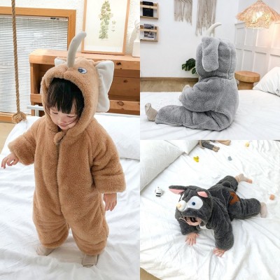 Winter Baby Onesie Thickened Newborn Cute Animal Elephant Kigurumi Halloween Toddler Costumes