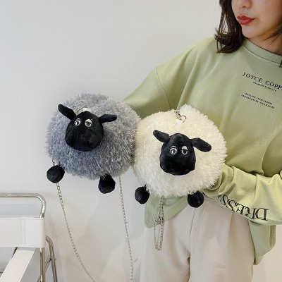  Personality Cartoon Cute Sheep Doll Plush Single Shoulder Cross-body Bag