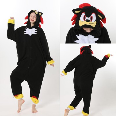 Black Sonic the Hedgehog Kigurumi Onesie Cartoon Pajamas For Adult