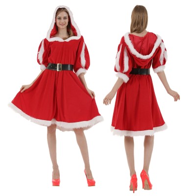 Christmas Santa Claus With Hat Ladies Dress Party Costumes