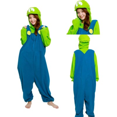 Cartoon Super Mario Bros Luigi Kigurumi Onesie Costumes For Men & Women