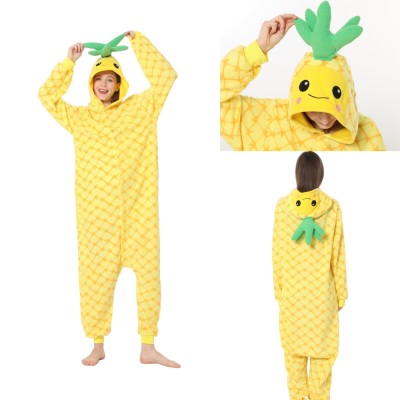 Cartoon Pineapple Kigurumi Onesie Pajamas For Adult