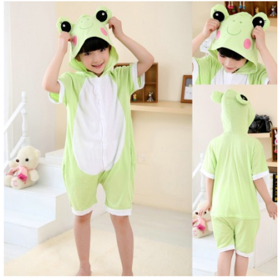 Lovely Frog Cartoon Hoodie Summer Onesie Pajamas Kigurumi For Kids