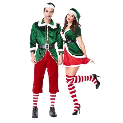 Santa Thickened Elf Costume For Couples Christmas Cosplay Outfit