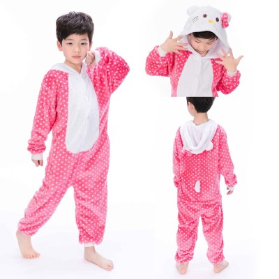 Animal Kigurumi Pink Hello Kitty Cat Onesie Pajamas For Kids