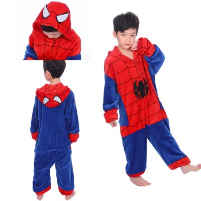 Animal Kigurumi Red Blue Spider Man Onesie Pajamas For Kids