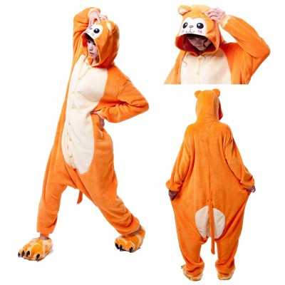 Orange Monkey Kigurumi Onesie Unisex Flannel Animal Pajamas