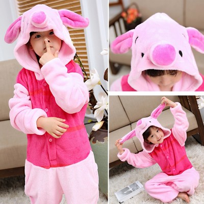Pink Piglet Kigurumi Onesie Animal Pajama Costume For Kids