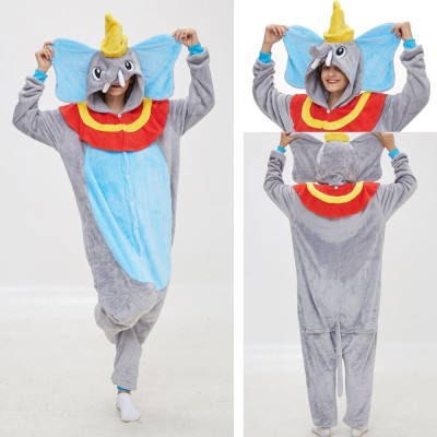 Blue Flying Elephant Dumbo Kigurumi Onesie Cartoon Pajama Costume