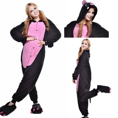 Black Pig Kigurumi Onesie Unisex Flannel Animal Pajamas