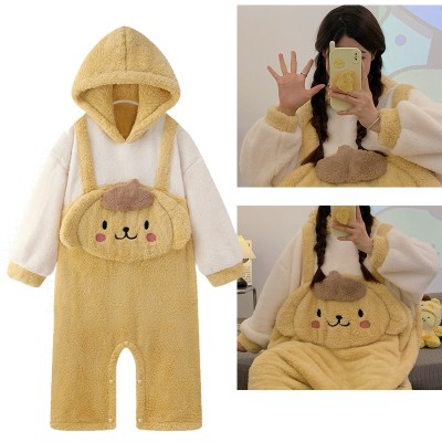 Cute Pudding Dog Onesie Kigurumi Thickened Coral Velvet Cartoon Animal Loose Pajama For Adult