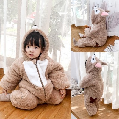 Cute Brown Puppy Baby Romper Thickened Animal Kigurumi Halloween Toddler Costumes