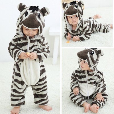 Zebra Baby Romper Kigurumi Flannel Halloween Toddler Cartoon Animal Onesie