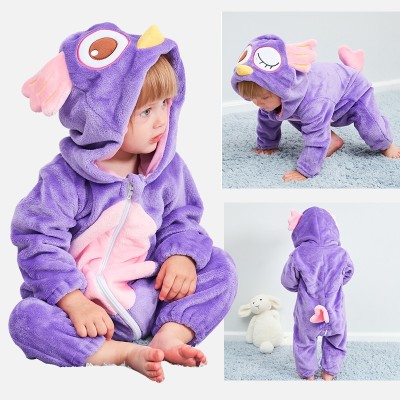  Cute Purple Owl Kigurumi Halloween Costume Onesie Unisex Baby Romper 