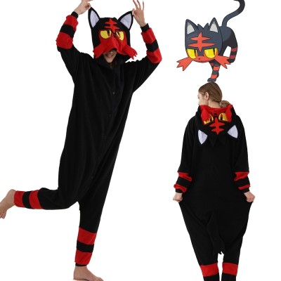 Pokemon Litten Pajama Onesie For Adults Halloween Cartoon Costume
