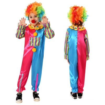 New KIds Color Matching Jumpsuit Clown Onesie Cosplay Costumes For Carnival