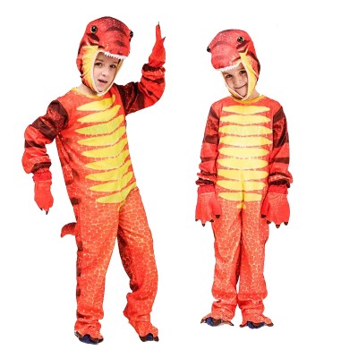 Red T-rex Onesie Kigurumi For Kids Halloween Party Dinosaur Cosplay Costumes