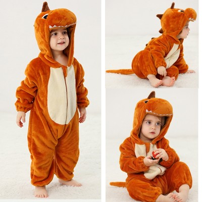 Orange Monoceratops Baby Romper Onesie Kigurumi Halloween Toddler Costumes