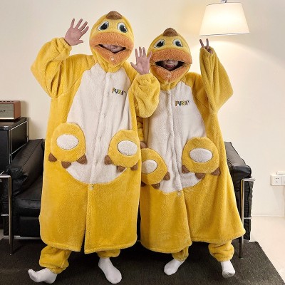 Cute Milk Dragon Robe Long Plush Hooded Loungewear Set For Matching Couples Hallowee Costumes