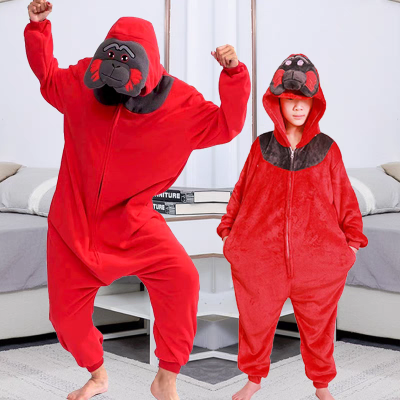  Red Ape Parent-Child Onesie Kigurumi For Halloween Family Matching Costumes