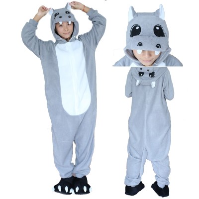 Grey Hippo Kigurumi Onesie Pajama Costume For Women and Men