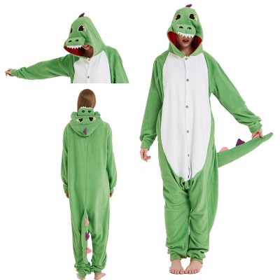 Light Green Dinosaur Kigurumi Onesie Pajama Halloween Cosplay Costume For Adult