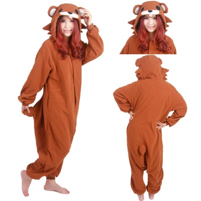 Brown Rilakkuma Bear Kigurumi Onesie Pajama Polar Fleece Animal Costume For Adult