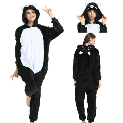 Black and White Pig Kigurumi Onesie Animal Halloween Cosplay Costume For Men & Women