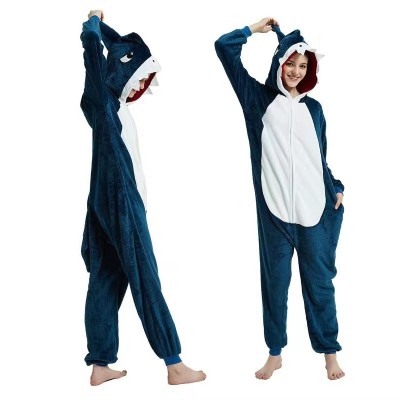 Animal Navy Blue Megalodon Onesie Kigurumi Pajamas For Adult Halloween