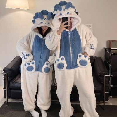 Ao Bing Dragon Onesie Couples Kigurumi Thicked Pajama For Halloween Costume