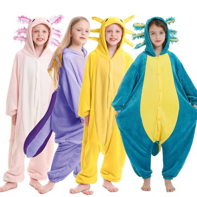 Axolotl Onesie Kigurumi Pajamas For Kids Group Halloween Costumes
