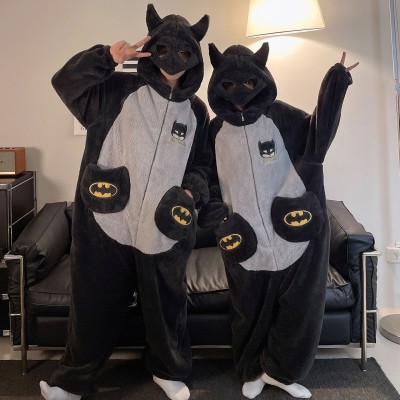 Batman Onesie Couples Kigurumi Coral Fleece Pajama For Halloween Costume