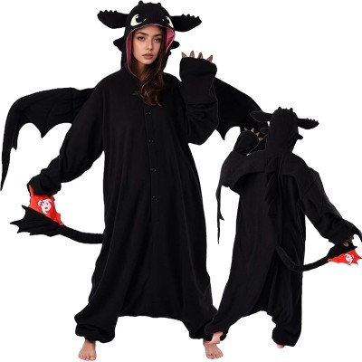 Black Dragon Night Fury Onesie Kigurumi  For Halloween Costumes