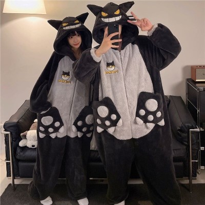 Black Gengar Onesie Pokemon Kigurumi Pajama For Couples Halloween Costumes